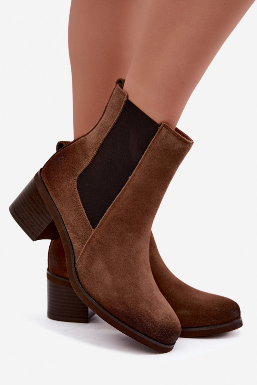 Stijlvolle gevoerde enkellaarsjes van faux suede Klocke Vinceza 133105 bruin