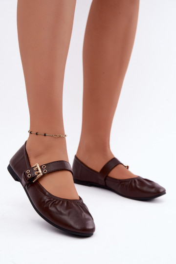 ballet flats met rimpels en bandjes in chocolade Irelissa 2