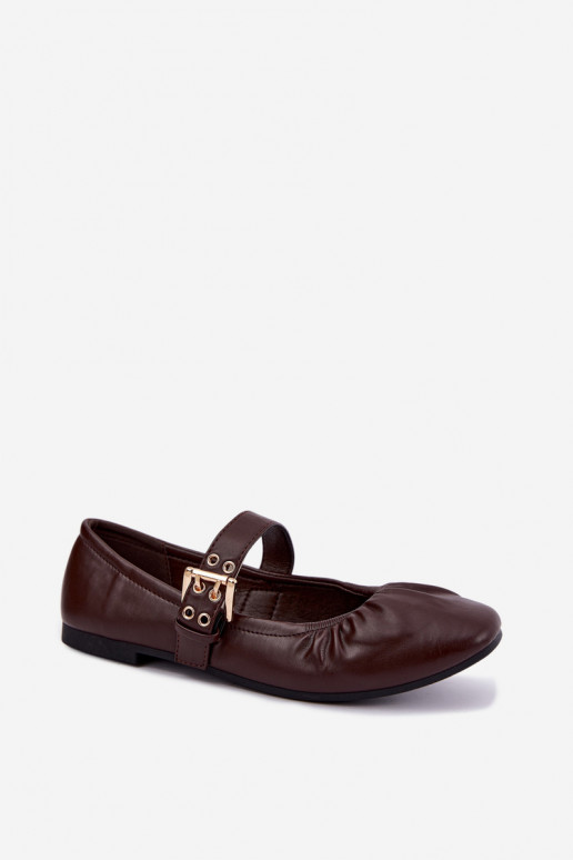 ballet flats met rimpels en bandjes in chocolade Irelissa