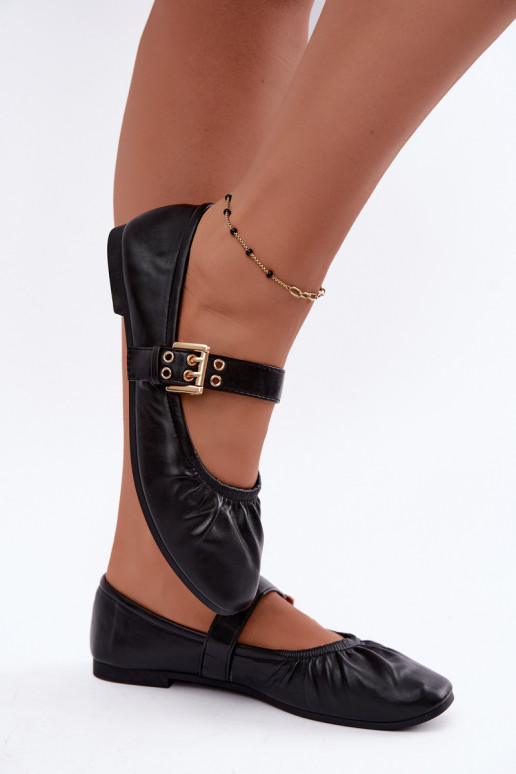 ballet flats met rimpels en bandjes in zwart Irelissa