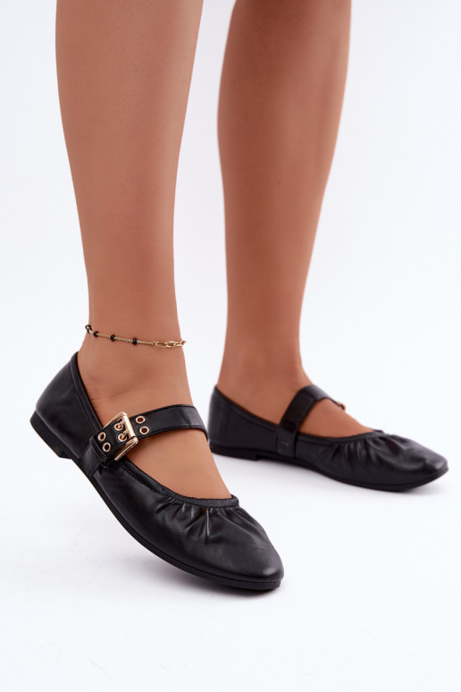 ballet flats met rimpels en bandjes in zwart Irelissa