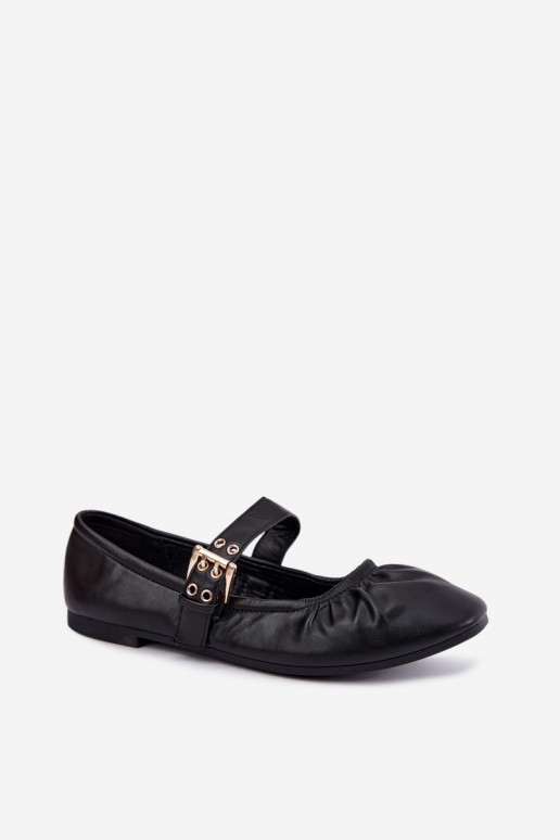 ballet flats met rimpels en bandjes in zwart Irelissa