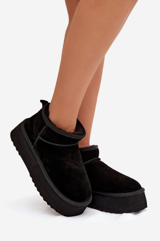 Dames sneeuwlaarzen van faux suede in zwart