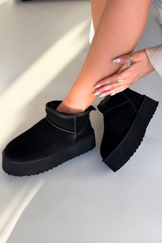 Dames sneeuwlaarzen van faux suede in zwart