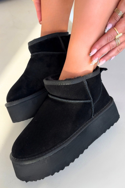 Dames sneeuwlaarzen van faux suede in zwart