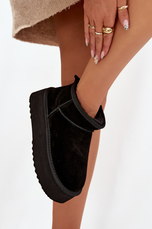 Dames sneeuwlaarzen van faux suede in zwart