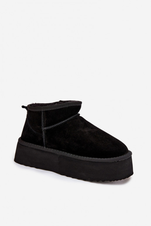 Dames sneeuwlaarzen van faux suede in zwart