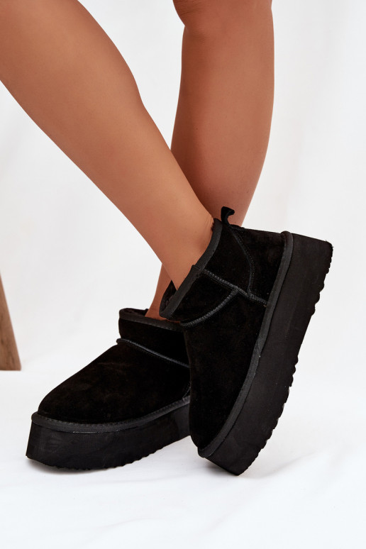 Dames sneeuwlaarzen van faux suede in zwart