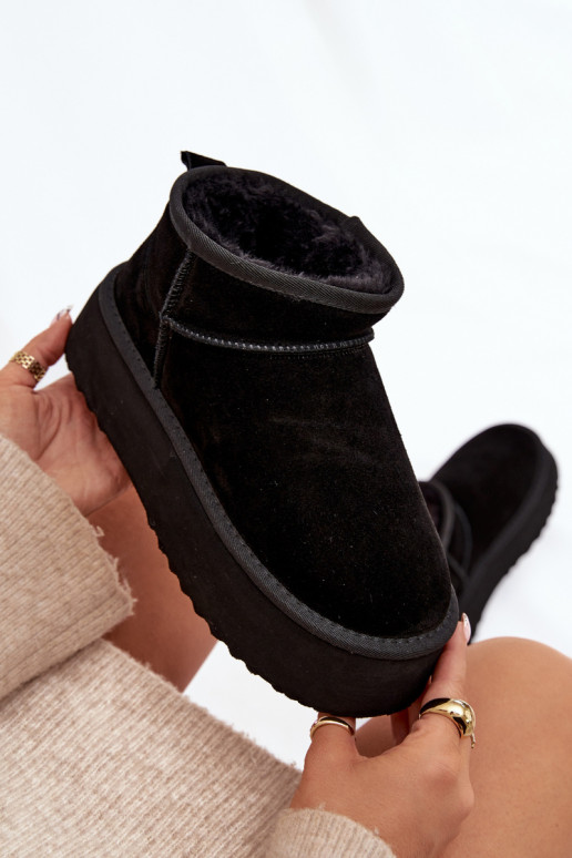 Dames sneeuwlaarzen van faux suede in zwart