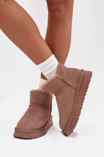 Zandkleurige sneeuwlaarzen van faux suede met isolatie en bontvoering Vinceza 97961 2
