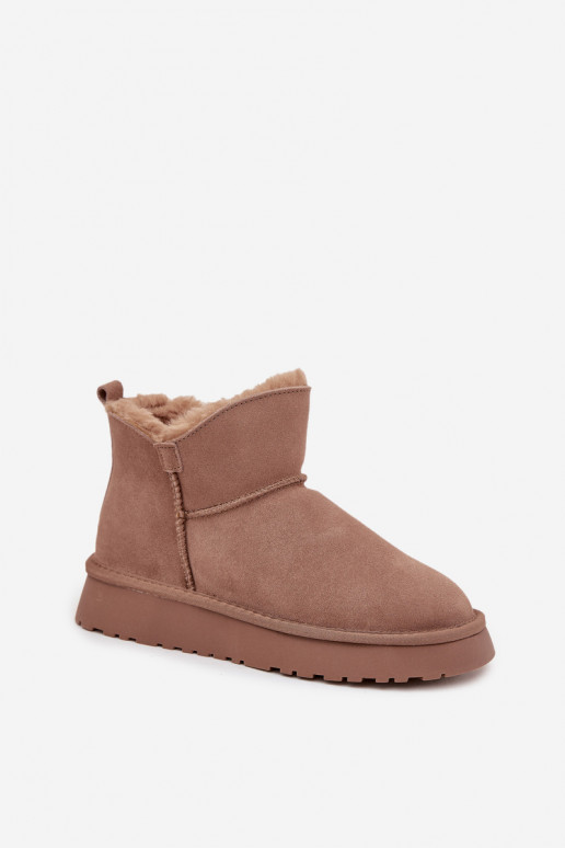 Zandkleurige sneeuwlaarzen van faux suede met isolatie en bontvoering Vinceza 97961