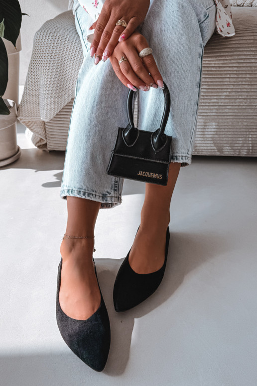 Zwarte ballerina's van faux suede Lelisa