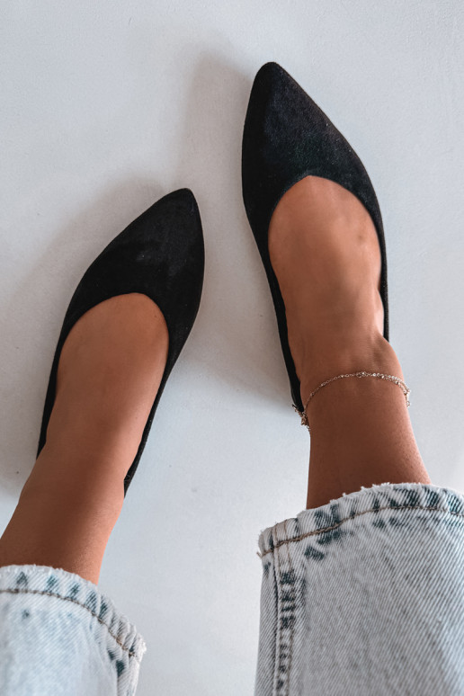 Zwarte ballerina's van faux suede Lelisa