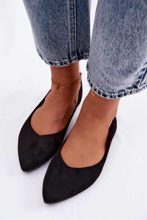 Zwarte ballerina's van faux suede Lelisa