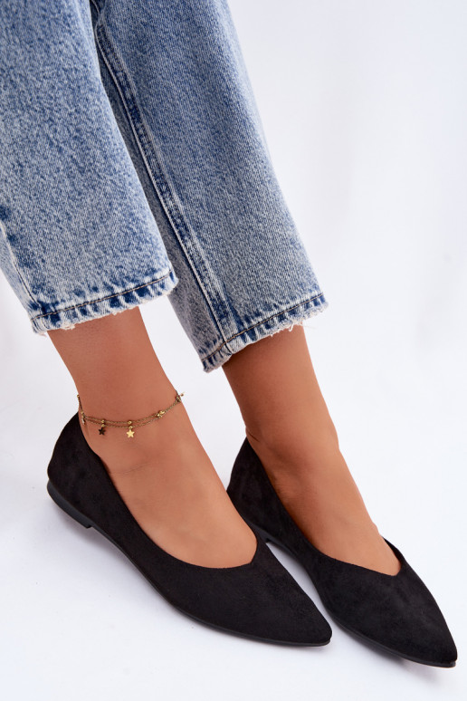 Zwarte ballerina's van faux suede Lelisa
