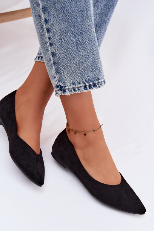 Zwarte ballerina's van faux suede Lelisa