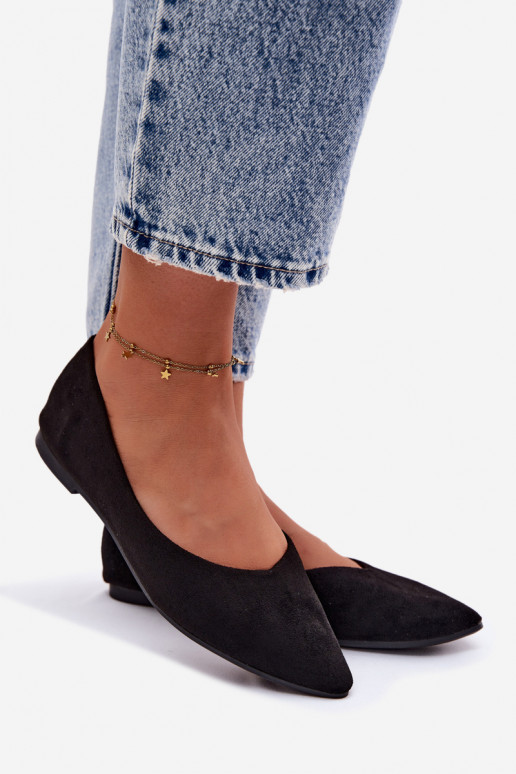 Zwarte ballerina's van faux suede Lelisa