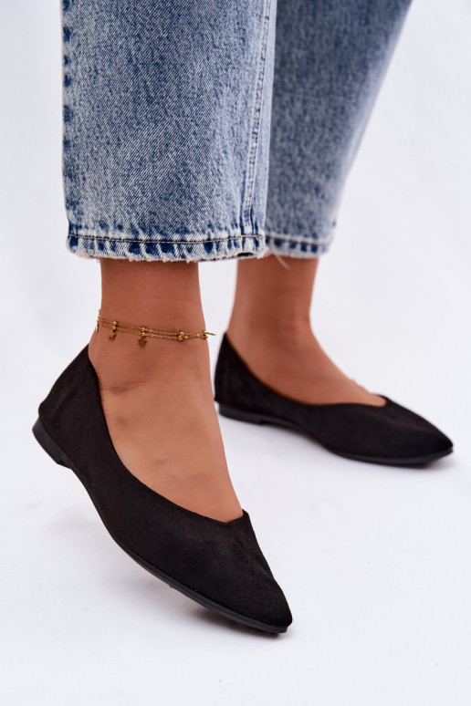 Zwarte ballerina's van faux suede Lelisa