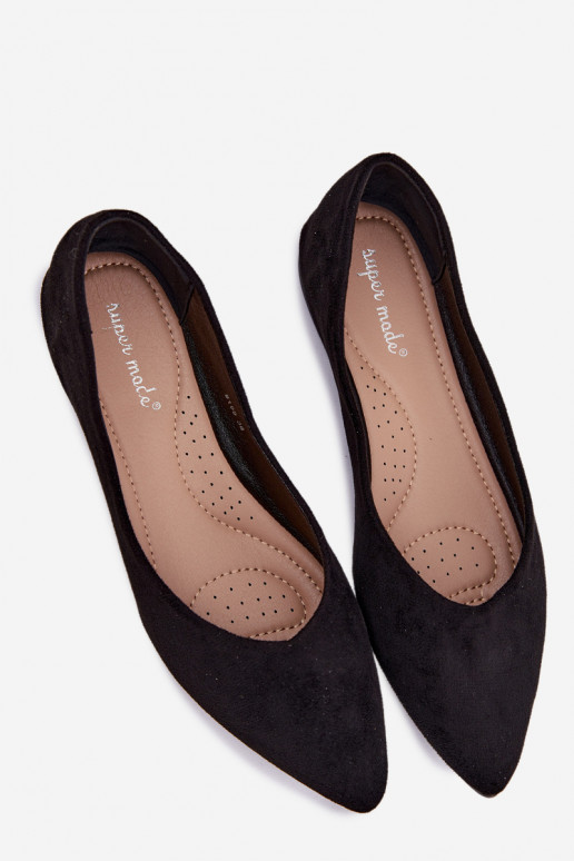 Zwarte ballerina's van faux suede Lelisa