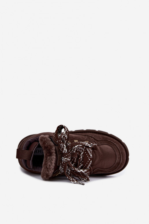 Sneeuwlaarzen met veters van faux suede GOE UU2N4921 CzekoladoĮe