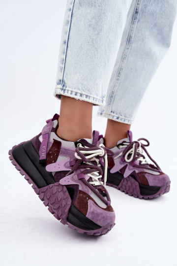 Paarse sneakers van faux suede met platform GOE UU2N4016 2