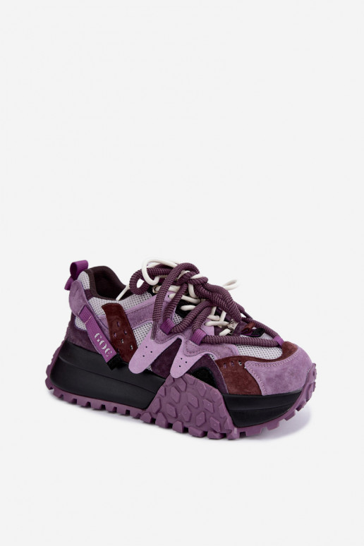 Paarse sneakers van faux suede met platform GOE UU2N4016