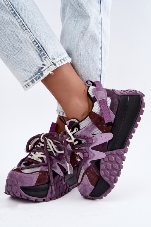 Paarse sneakers van faux suede met platform GOE UU2N4016