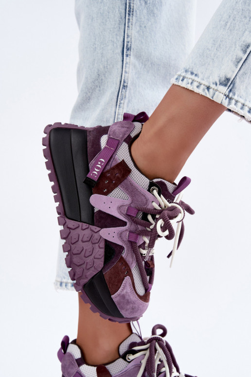 Paarse sneakers van faux suede met platform GOE UU2N4016