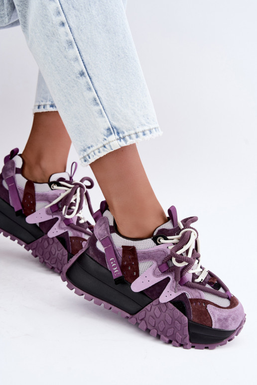 Paarse sneakers van faux suede met platform GOE UU2N4016