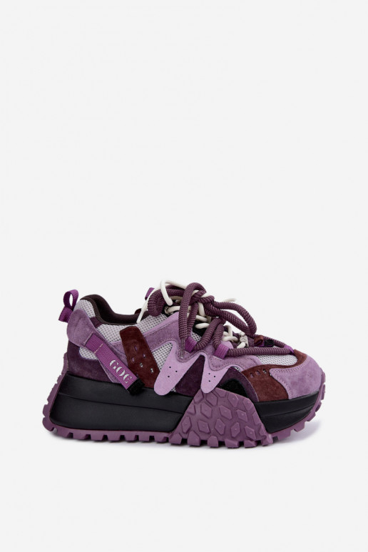 Paarse sneakers van faux suede met platform GOE UU2N4016