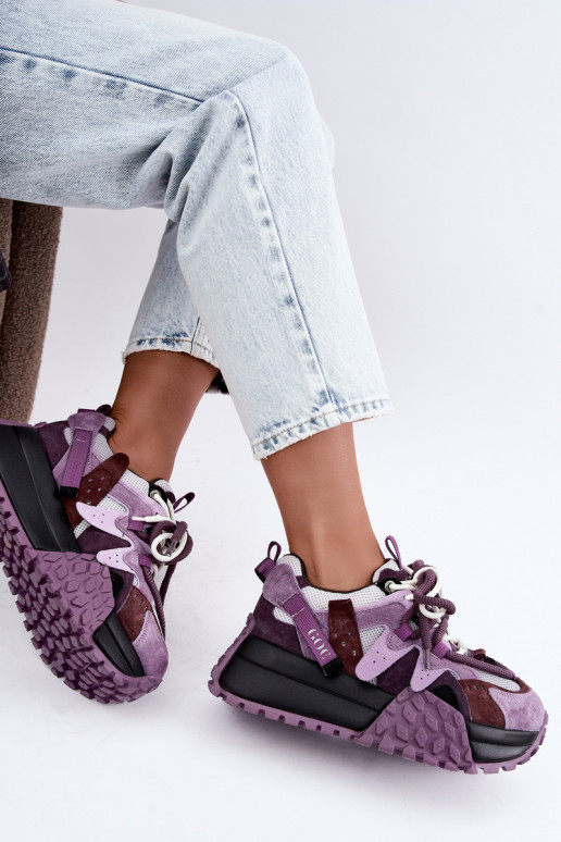 Paarse sneakers van faux suede met platform GOE UU2N4016