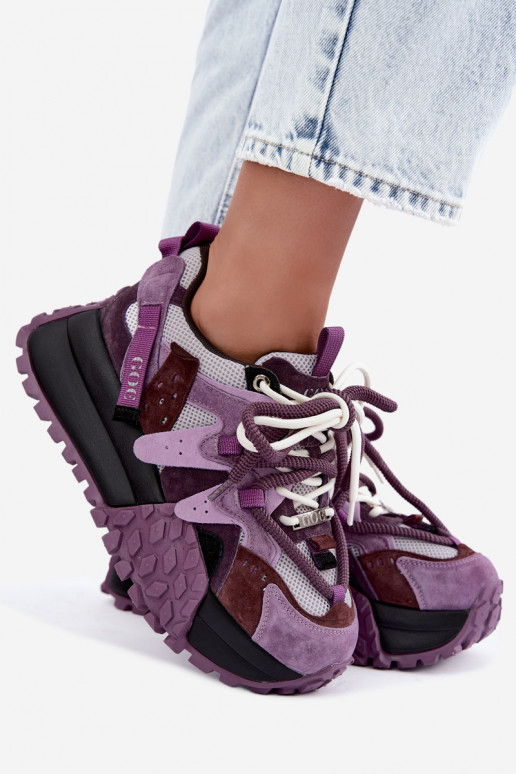 Paarse sneakers van faux suede met platform GOE UU2N4016