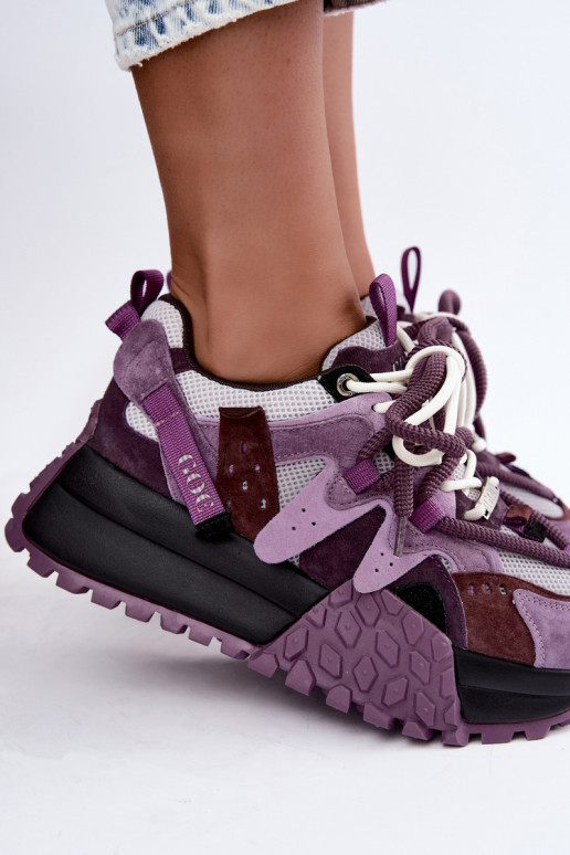 Paarse sneakers van faux suede met platform GOE UU2N4016