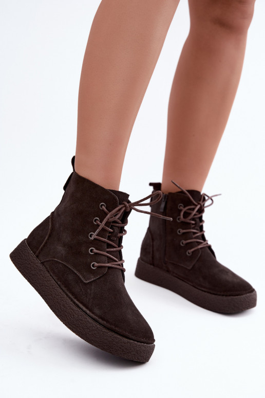 Geïsoleerde enkellaarsjes van faux suede Sergio Leone BT-30 CzekoladoĮe