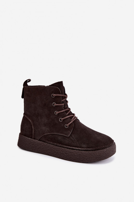 Geïsoleerde enkellaarsjes van faux suede Sergio Leone BT-30 CzekoladoĮe
