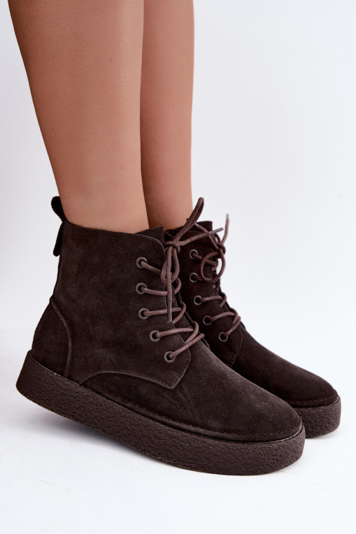 Geïsoleerde enkellaarsjes van faux suede Sergio Leone BT-30 CzekoladoĮe