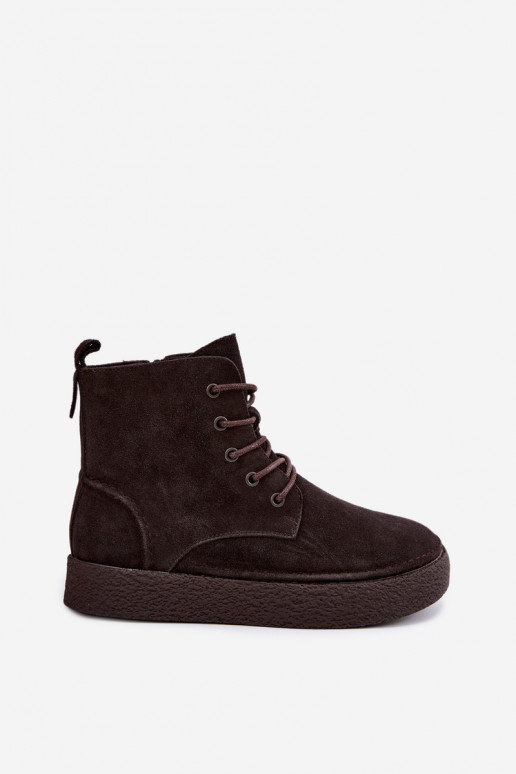 Geïsoleerde enkellaarsjes van faux suede Sergio Leone BT-30 CzekoladoĮe