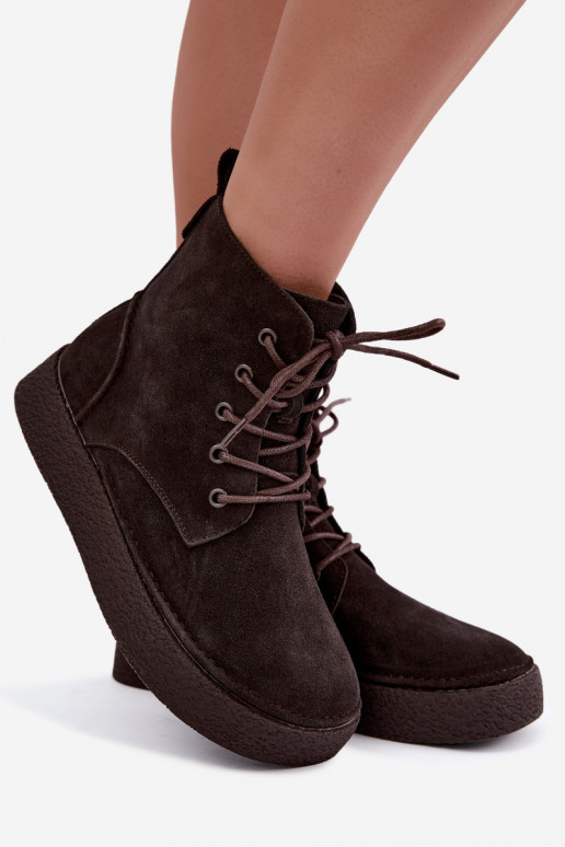 Geïsoleerde enkellaarsjes van faux suede Sergio Leone BT-30 CzekoladoĮe