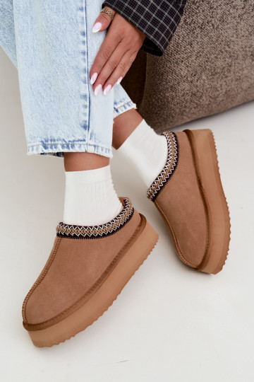 Faux suede sneeuwlaarzen met decoratieve streep Vinceza 97972 bruin