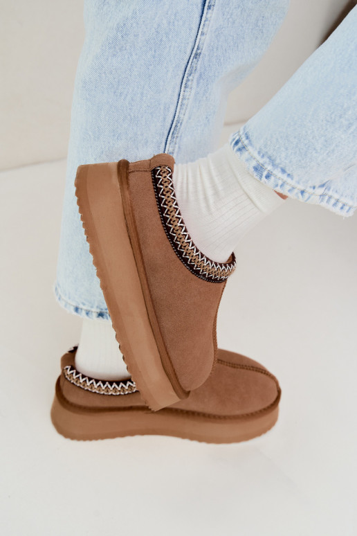 Faux suede sneeuwlaarzen met decoratieve streep Vinceza 97972 bruin