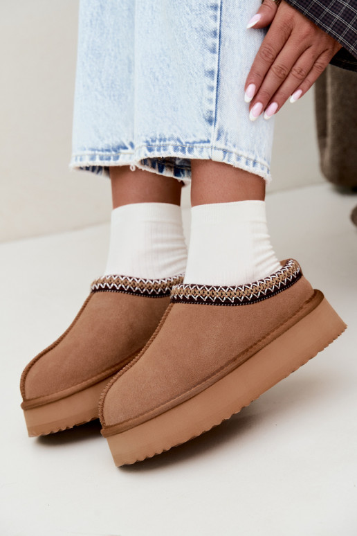 Faux suede sneeuwlaarzen met decoratieve streep Vinceza 97972 bruin