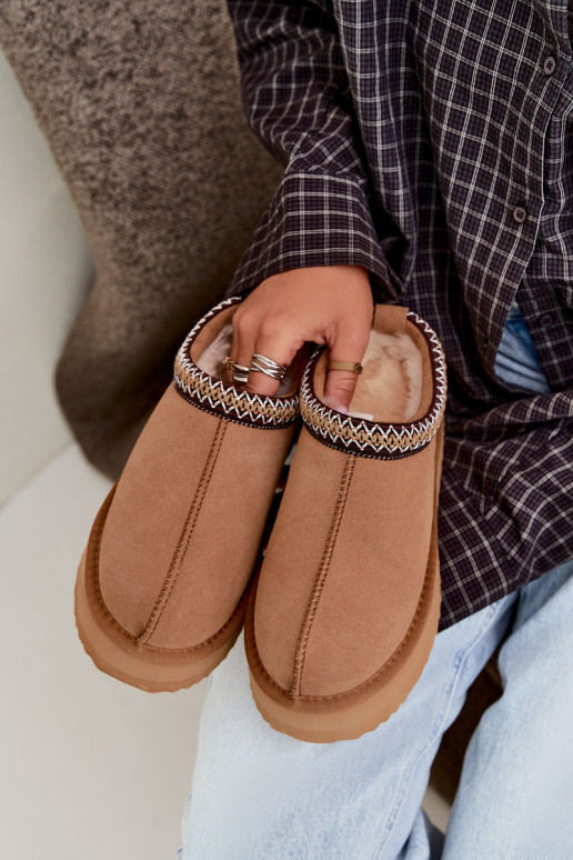 Faux suede sneeuwlaarzen met decoratieve streep Vinceza 97972 bruin