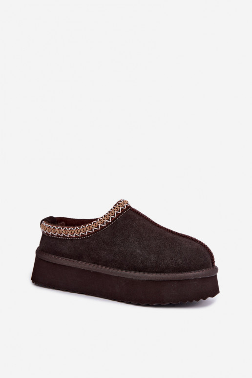 Faux suede sneeuwlaarzen met decoratieve streep Vinceza 97972 chocolade