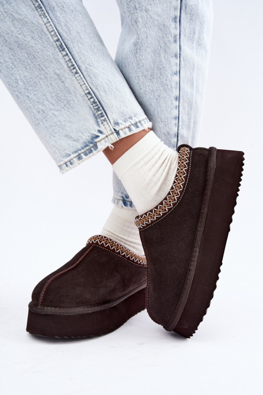Faux suede sneeuwlaarzen met decoratieve streep Vinceza 97972 chocolade