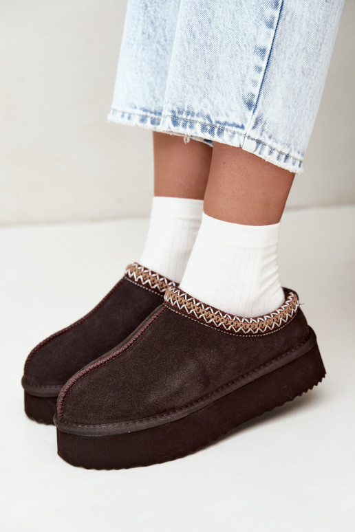 Faux suede sneeuwlaarzen met decoratieve streep Vinceza 97972 chocolade