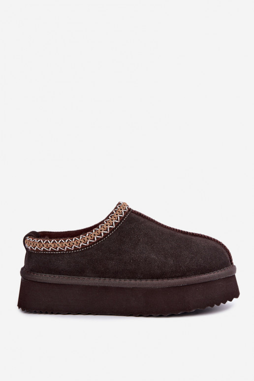 Faux suede sneeuwlaarzen met decoratieve streep Vinceza 97972 chocolade