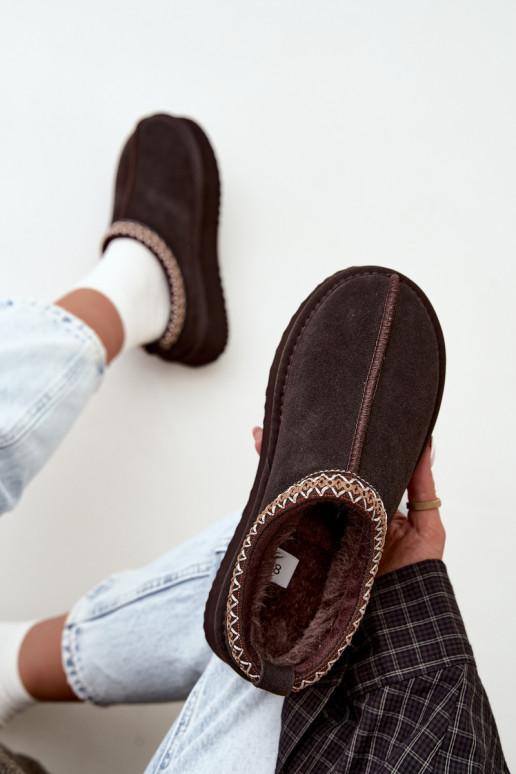 Faux suede sneeuwlaarzen met decoratieve streep Vinceza 97972 chocolade