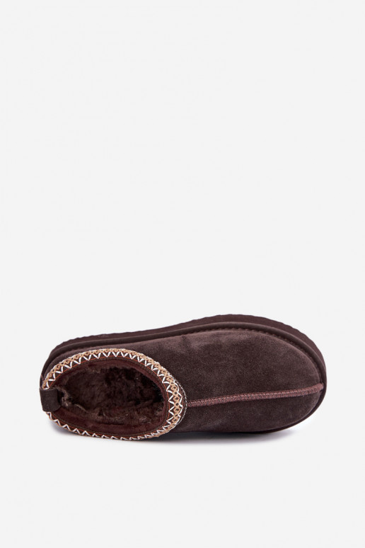 Faux suede sneeuwlaarzen met decoratieve streep Vinceza 97972 chocolade