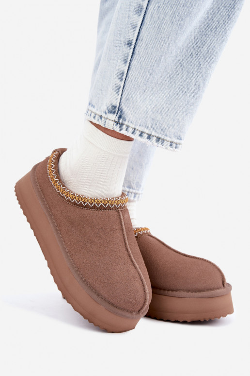 Faux suede sneeuwlaarzen met decoratieve streep Vinceza 97972 zandkleurig