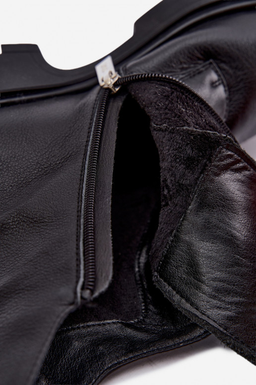 Verwarmde leren enkellaarsjes met elegante details GOE UU2N4138 zwart